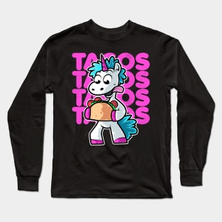 Unicorn Taco Kawaii Neko Anime Mexican food design Long Sleeve T-Shirt